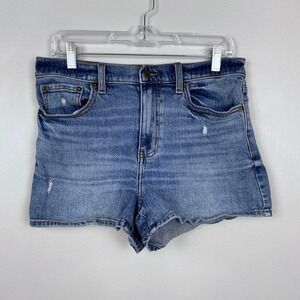 DAZE Tough Love Denim Shorts Distressed Medium Wash Organic Cotton Blend Size 28